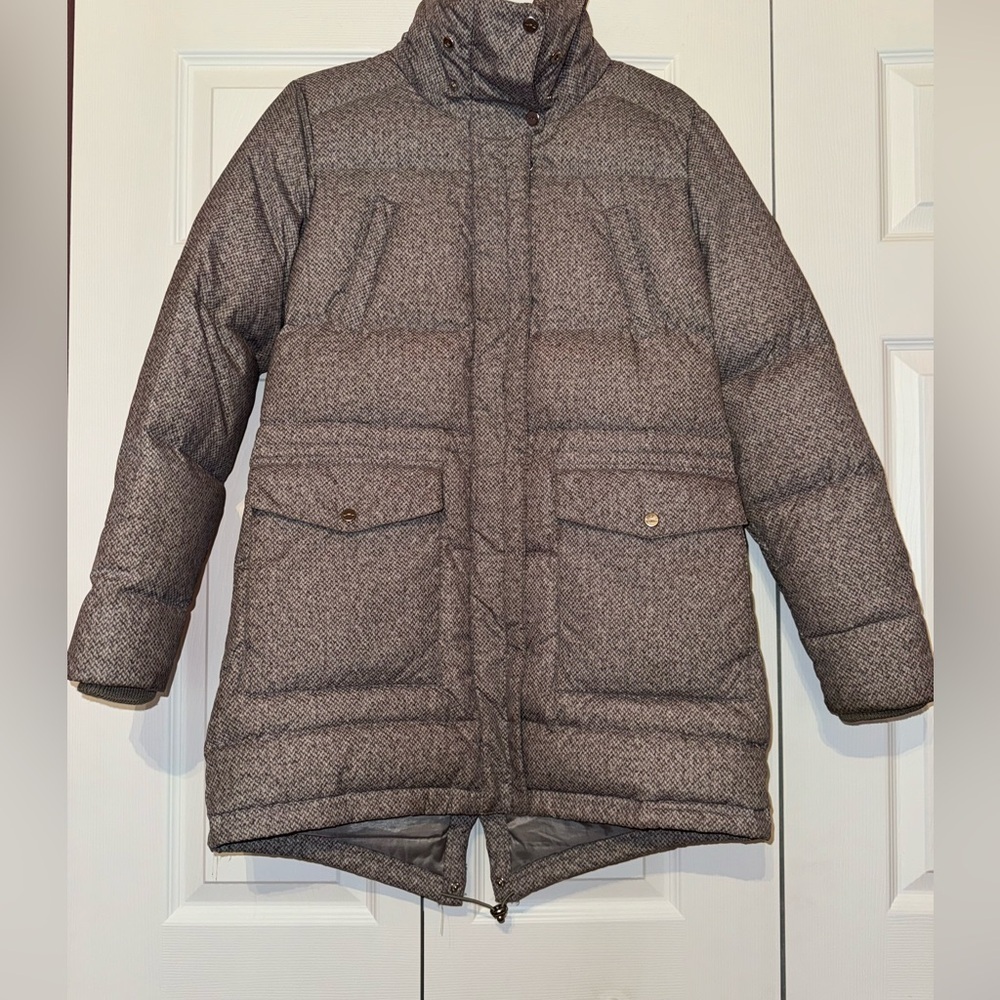 Lauren Ralph Lauren Small Gray warm cozy winter Down long Puffer Parka no hood